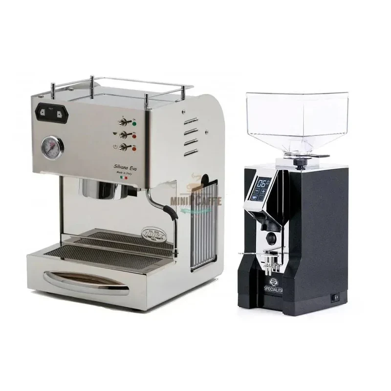 QuickMill Silvano EVO and Eureka Specialita Grinder Black