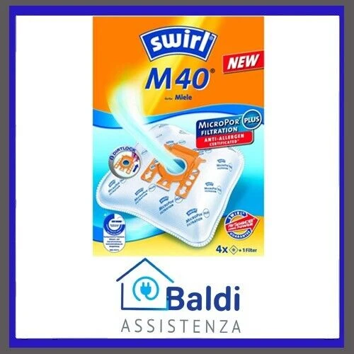 SWIRL M40 CONFEZIONE 4 SACCHETTI PER ASPIRAPOLVERE MIELE VARI MODELLI