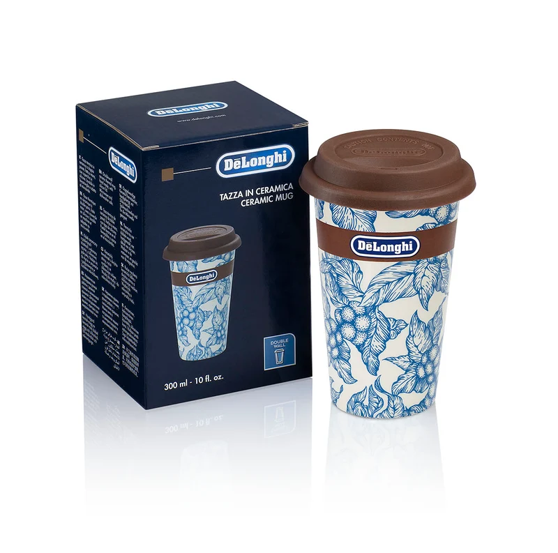 DE LONGHI MUG THERMOCUP TAZZA TERMICA DI CERAMICA A DOPPIA PARETE 300 ML. FLOWER