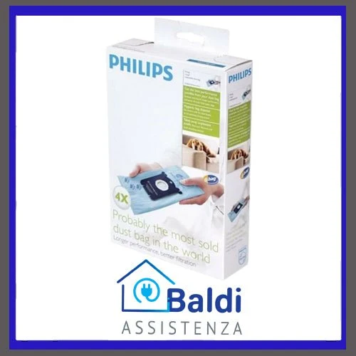 FC8023 4 SACCHETTI S-BAG ANTI ODORE PER ASPIRAPOLVERE PHILIPS VARI MODELLI