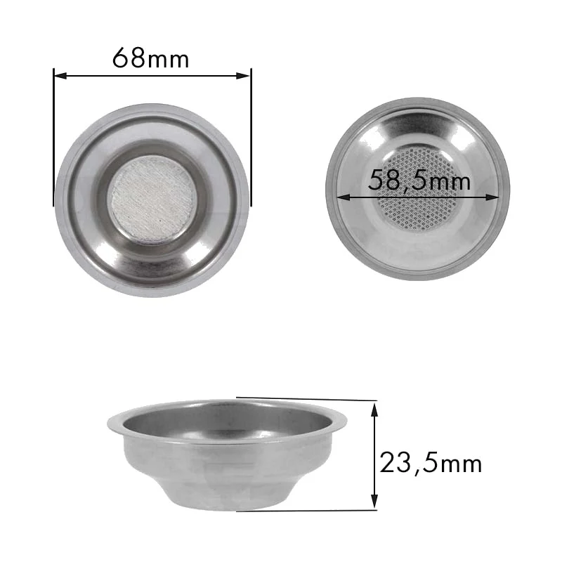 Filtro 1TZ H.23,5 aisi 304 Quick mill - ricambio per macchina da caffè