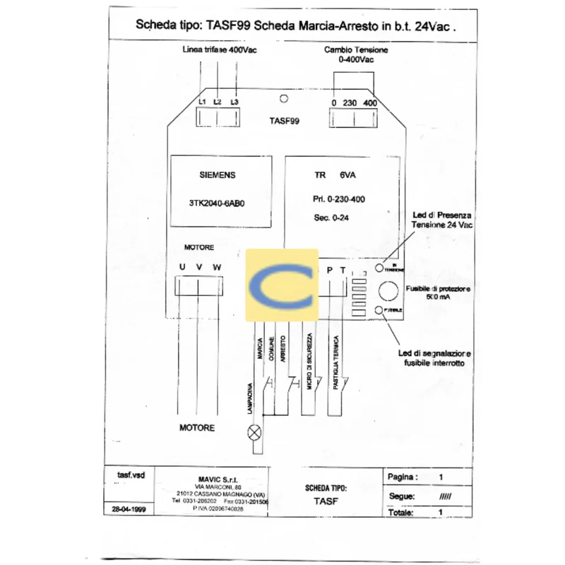 Tritacarne - scheda di potenza 230/400V tipo TASF99 per apparecchi PP4-PP8-PP15 Expo